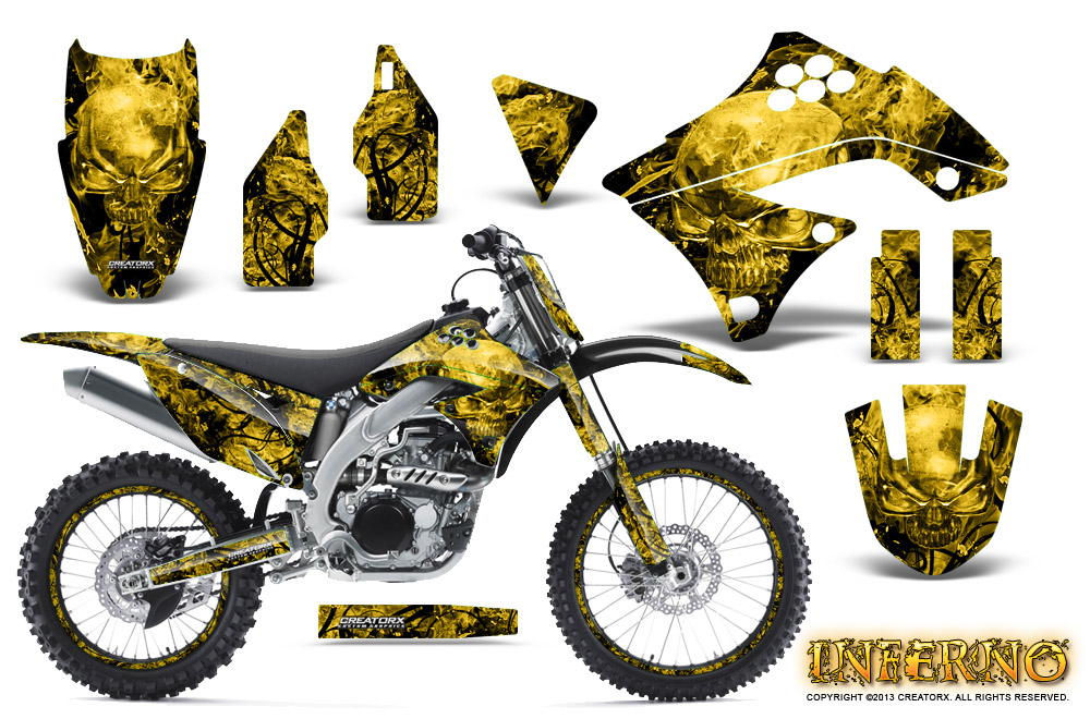 Kawasaki KX450F 09-11 Graphics Kit Inferno Yellow NP Rims